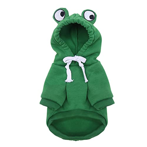 Stronrive Hunde Hoodie, Niedlicher Form Pullover, Hundekostüme Für Haustiere, Lustiger Halloween Kleiner Hundefrosch Kostü, Jacke Mantel, Warmer Polyester Winter Grün Hundekleidung (S//L/XL)