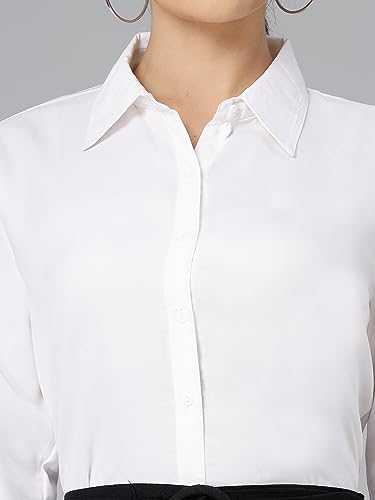 Image of Style Quotient Women Solid White Polymoss Regular Formal Shirt