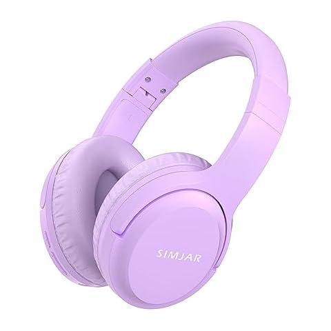 SIMJAR Kids Bluetooth Headphones, Lightweight Kids Girl Adult Headphone with Microphone, Volume Limiter 85/94dB, 50H Playtime, Over Ear Kids Wireless Headphones for Tablet/iPad/Travel Cover