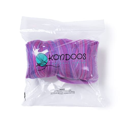 Kondoos Multi Colored Natural Wool Roving, 1 Lb. Best Wool For Needle Felting, Wet Felting, Handcrafts And Spinning. (Candy, 1Lb) #TOP2