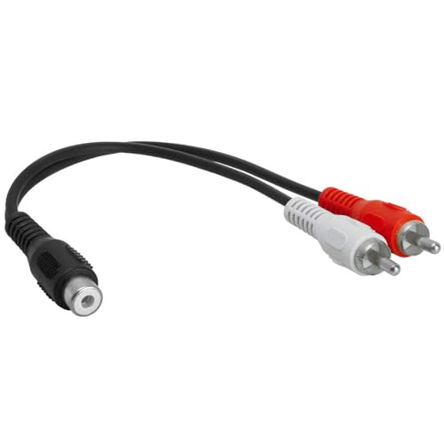 Cmple - 2 RCA Male to 1 RCA Female Stereo Audio Y-Cable, 2 RCA Plugs to 1 x RCA Jack Y-Adapter Subwoofer Cable, Gold Pla