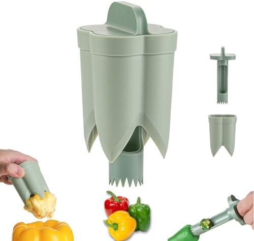 Pepper Corer Seed Remover, 2 in 1 Bell Pepper Core Cutter Deseede...