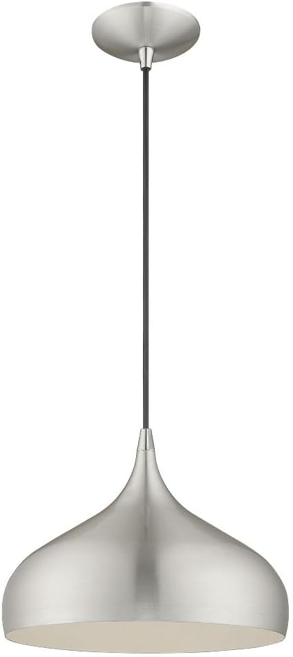 Livex Lighting 41172-68 Metal Shade - 11.75" One Light Mini Pendant, Shiny Black Finish with Shiny Black Metal/Gold Shade
