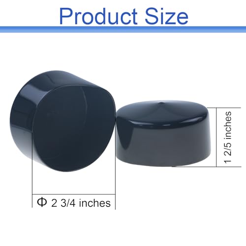 Image of Acocony 2 3 /4 Inch Rubber Cap (69.85 mm) Round Black Pack of 8 | 2.75 inch PVC Rubber End Caps Dustproof, Protective & Aesthetic Flexible Covers for Tubing, Pipes, Poles, Bolts & More