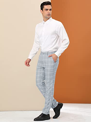 Lars Amadeus Men's Plaid Dress Pants Regular Fit Flat Front Prom Checked Trousers4