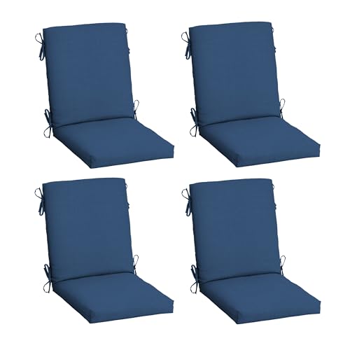 Image of Arden 4-Pack Outdoor Patio Dining Chair Cushion, 20 x 44, Rain-Proof Seat Pad, Fade-Resistant Outdoor Cushion Cobalt Blue Texture