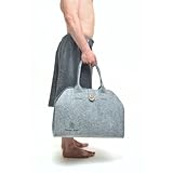 Borsa da sauna in feltro di lana di alta qualità, realizzata a mano, borsa per accessori spa, per cappello da banya, involucro per kilt, guanto e cuscino da seduta, borsa da trasporto ecologica grigia