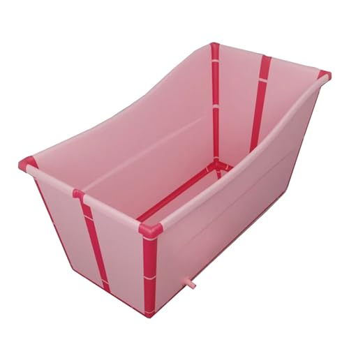 Bañera, Bañera Plegable, Piscina Grande Para El Hogar, Cubo De Baño De Esquina Independiente, Barril De Baño De Plástico Portátil, Bañeras Independientes, 97x47x57cm (Color:Rosa)