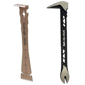 Spec Ops Tools 2-Piece Pry Bar Set, 10″ Nail Puller Cats Paw Pry Bar, 9.5″ Trim Bar, High-Carbon Steel, 3% Donated to Veterans