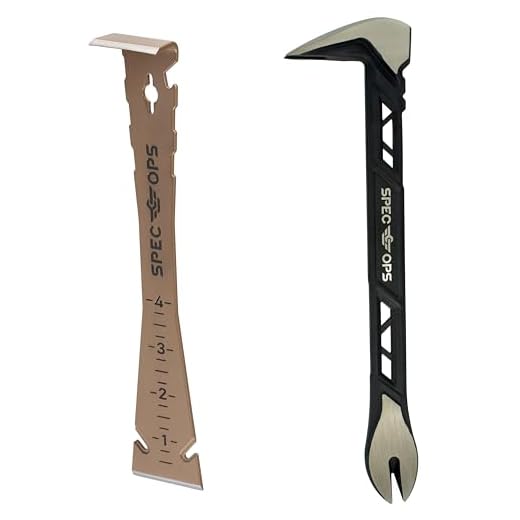 Spec Ops Tools 2-Piece Pry Bar Set, 10" Nail Puller Cats Paw Pry Bar, 9.5" Trim Bar, High-Carbon Steel, 3% Donated to Veterans