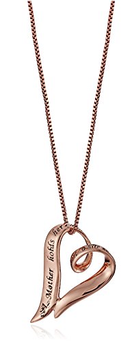 Amazon Collection Sterling Silver "A Mother Holds Her Child's Hand For A Short While and Their Hearts Forever" Open Heart Pendant Necklace, 18"