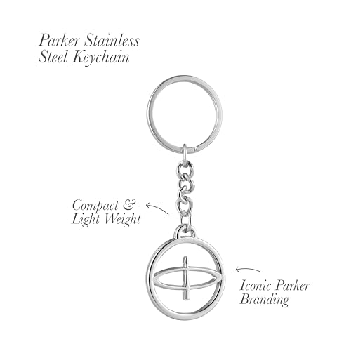 Image of Parker Vector Standard Chrome Trim Roller Ball Pen and Silver Key Chain, Black Body, Blue Ink, Medium Point - Gift Set for Professionals, Executives, and Students