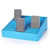 Ozzptuu 36-Grid Wooden Cell Phone Holder Desktop Organizer Storage Box for Classroom Office (Blue...