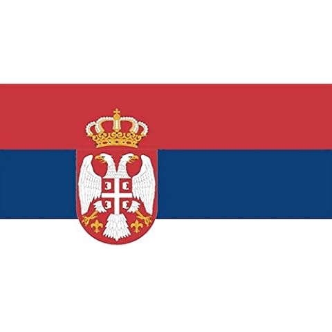 Serbia Crest Flag 3ft x 2ft Medium - 100% Polyester - Metal Eyelets - Double Stitched Cover