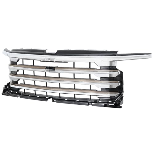 Spec-D Tuning Chrome High Country Look Front Hood Grille Compatible with 2022-2026 Chevy Silverado 1500
