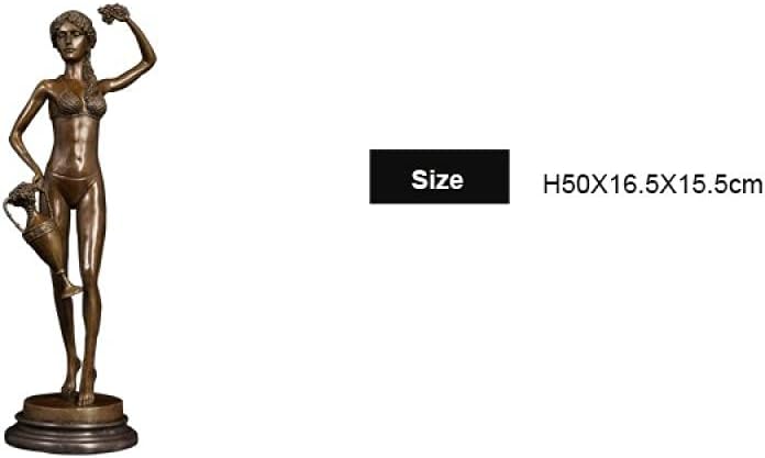 Sculpture LLSJF Bust Handmade Character Decoration Artwork Grapes Girl Bronze Decoration