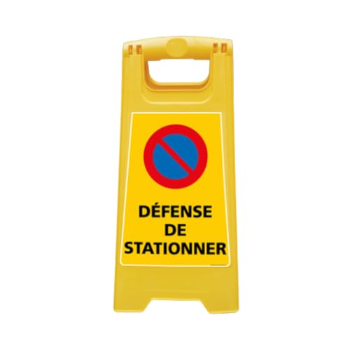 CHEVALET DÉFENSE DE STATIONNER. CHEVALET JAUNE PLIABLE. CHEVALET SIGNALISATION PLIABLE. PANNEAU SIGNALISATION SUR PIEDS. À L’UNITÉ OU LOT 2-60 CM X 30 CM.