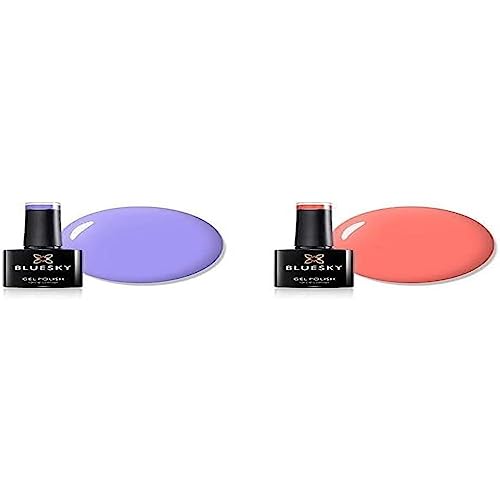 Bluesky Gel Nail Polish, Wisteria Haze 80599, Light Purple andBluesky Gel Nail Polish, Summer Coral BSH019, Coral, Peach, Long Lasting, Chip Resistant, 10 ml (Requires Drying Under UV LED Lamp)