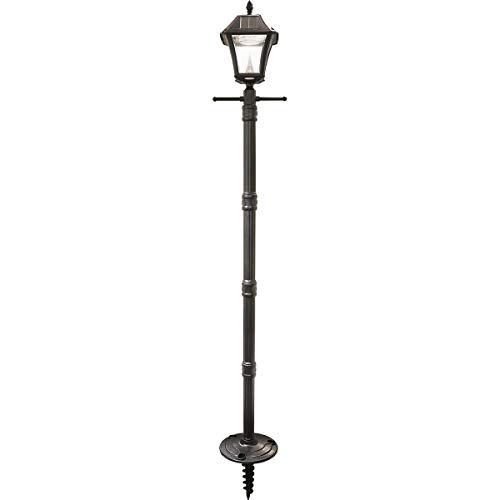Gama Sonic GS-105S-G-WW Baytown II Lamp Outdoor Solar Light and Post with Ground EZ-Anchor, Black Finish