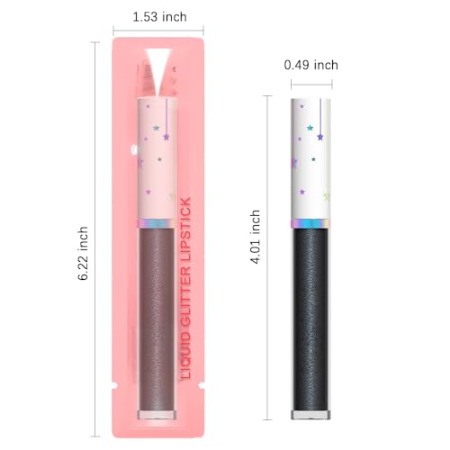 Image of evpct 1Pcs Black Metallic Shimmer Glitter Lip Gloss Liquid Lipstick Long Lasting Waterproof 24, Glitter Pearlescent Metallic Sparkly Liquid Lipsticks Lip Stains Makeup Set for Women 06