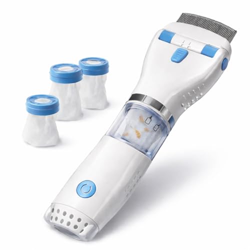 Sterminatore elettrico per pidocchi - Pettine Elettrico Antipidocchi – Rimozione Elettrica dei Pidocchi con 3 Filtri Intercambiabili - TREVY