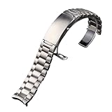 PctkeLsend Cinturino con estremità curva in acciaio inossidabile massiccio 316L da 20/22 mm adatto for Omega Seamaster 300(Silver three link,22mm)