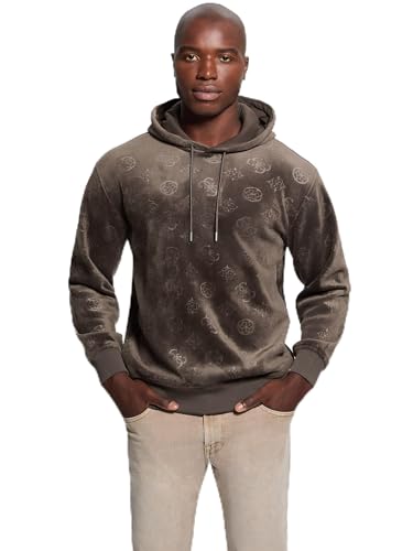 GUESS Men's Embossed Bonded Velvet Hoodie