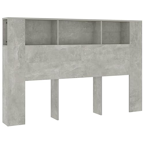 vidaXL Mueble Cabecero Armario de Cama con Almacenaje Pared Dormitorio Estantería Habitación Libros Decoraciones Gris Hormigón 160x18,5x104,5 cm