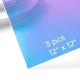 xTool Acrylic Sheets, Iridescent Transparent Plexiglass Sheets 1/8 Inch Thick, 3 Packs 12' x 12' Glossy Acrylic Blanks Plastic Sheet Panels for Laser Cutting & Engraving Home Decor, Crafts, Sign, DIY