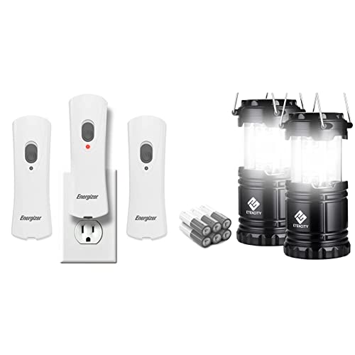 Energizer Led Rechargeable Plug-In Flashlights (3-Pack), Emergency Lights & Etekcity Camping Lantern Battery Powered Led For Power Outages, Emergency Light For Hurricane Supplies Survival Kits, 2 Pack #TOP13