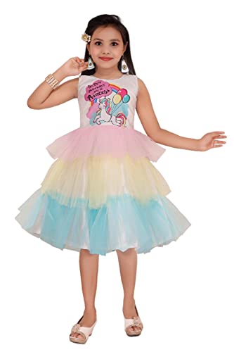 Image of My Lil Princess Girls' Dresses Rainbowz Unicorn Dresses 26 5-6 Years Yellow