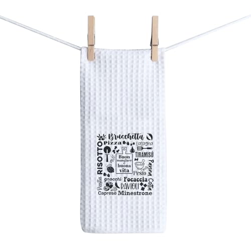 ZJXHPO Italian Food Kitchen Towel Bruschetta Dishes Towel Foodie Tea Towel Italian Theme Kitchen Decor Italy Lovers Gift (Bruschetta Towel), Small