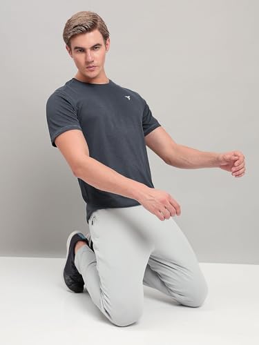 Image of TECHNOSPORT Men's Slim Fit Polyester Activewear Sports T-Shirt with Moisture-Wicking Comfort for Workout, Running & Gym