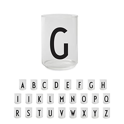 Design Letters Bicchieri Acqua Vetro (A-Z) | Regali di Natale Uomo & Donna | Vetro Borosilicato Progettato in Danimarca | Perfetto per Decorazioni Natalizie o Decorazioni da Tavola | 350 Ml