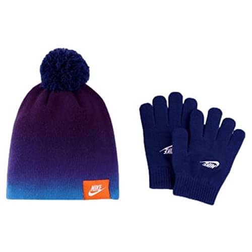 Bonnet et gants Nike pour garçons ensemble de 2 pièces bleu et violet taille unique