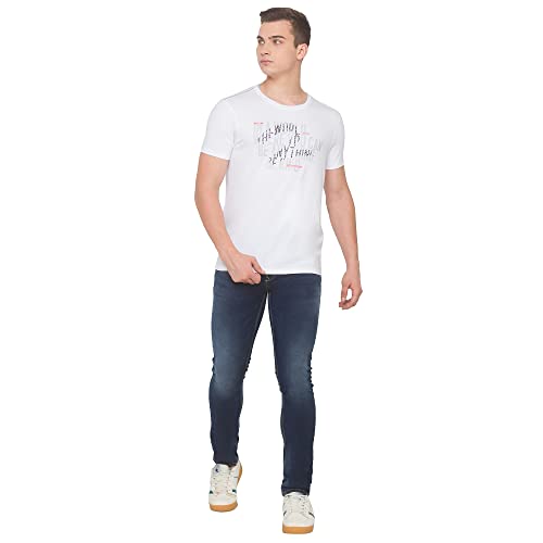 Image of Spykar Men's Cotton Blend Slim T-Shirts