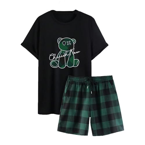 Ensemble 2 pièces homme chemise manches courtes et short à carreaux WWricotta