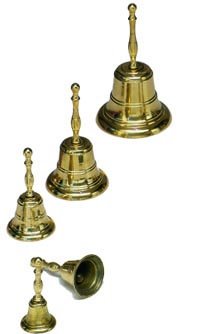 Juego de 5 campanas de bronce macizo con mango