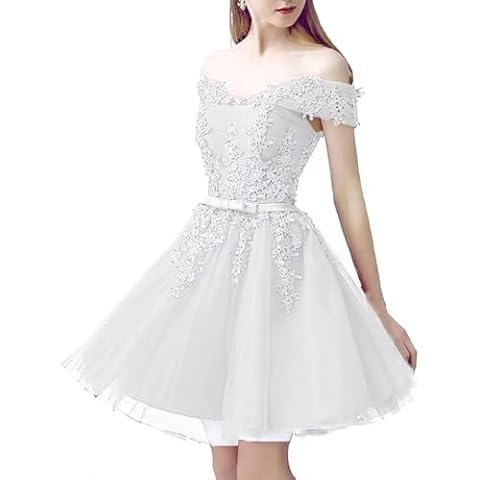 LEJY Women's Aline Tulle Prom Dress Off Bridesmaid Cocktail Evening Dress 22 B-white Cover