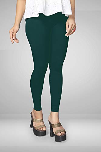 Image of Women's Cotton Skinny Leggings with Ankle Length Solid Pattern Mid Rise and Elastic Closure | Cotton Skinny Leggings for Womens