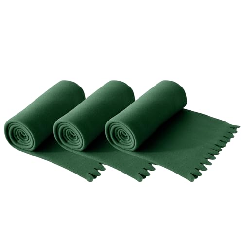 wometo 3er Set Wave Fleecedecken 120x160 cm - Oeko-TEX ca. 300g weiche Fleece Decke mit Wellenrand Anti-Pilling grün