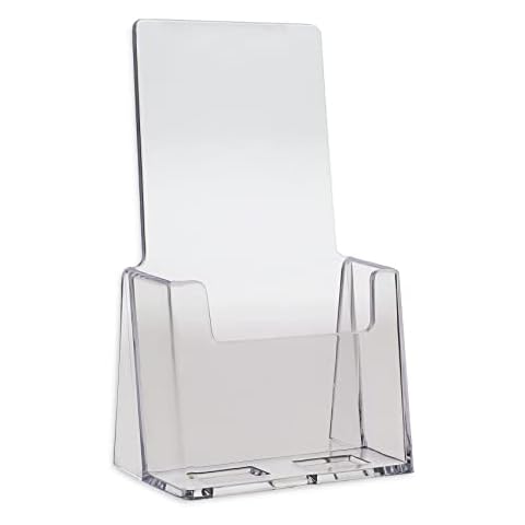 Dazzling Displays Clear Acrylic Brochure Holder - 4 x 9 Inches Tri-Fold Countertop Brochure Display Stand for Leaflets, Pamphlets, and Flyers for Business Cover