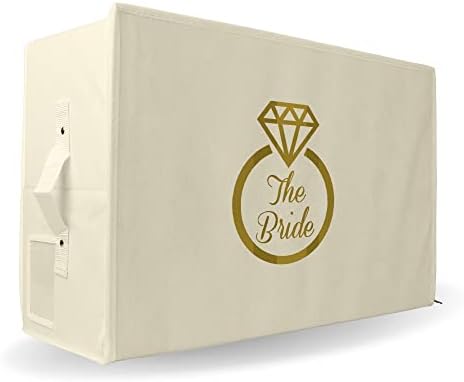 Hoesh International Medium Wedding Dress Box, | Wedding Dress Travel Box | Clothes Storage Box | Medium Travel Storage Foldable Box with Acid Free Tissue (Ivory Box)