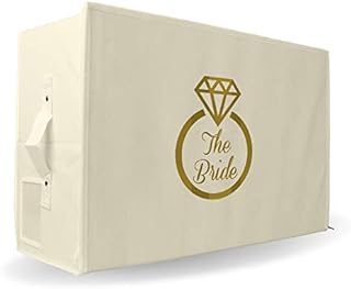 Hoesh International Medium Wedding Dress Box, | Wedding Dress Travel Box | Clothes Storage Box | Medium Travel Storage Foldable Box with Acid Free Tissue (Ivory Box)