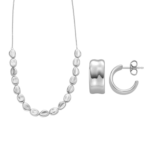 Collar y pendientes de mujer Skagen Anja Pebbles el regalo ideal en acero plateado