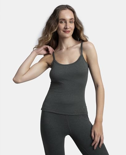 Image of Jockey 2548 Women's Super Combed Cotton Rich Brushed Thermal Camisole with StayWarm Technology Charcoal Melange M