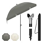 Laneetal Ombrellone da Spiaggia φ175 cm, Ombrellone con Protezione UPF 50+, Portatile Regolabile in Altezza e Inclinazione, Borsa per Trasporto, per Balcone/Giardino/Spiaggia, Grigio Scuro