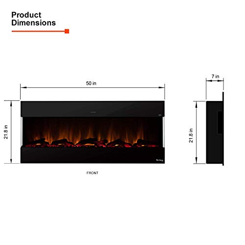 E-Flame Usa Hampshire 50-Inch Wall Mount/Wall Insert Led Electric Fireplace Heater With Timer - Realistic 3-D Logs And Fire Effect #TOP6