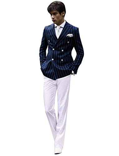 Costume à rayures pour hommes ensemble veste croisée et pantalon chic