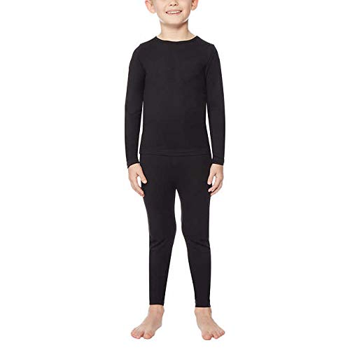 32 DEGREES Heat Unisex Kids' Base Layer Long Sleeve Crew Neck and Legging Set Black Large